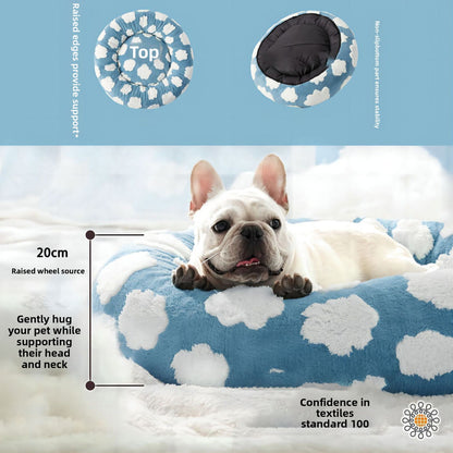 50cm Round Pet Bed Brown & White Checkerboard - Soft Plush Donut Cuddler for Small Dogs & Cats - Calming Anxiety Relief & All-Season Comfort - Image 7