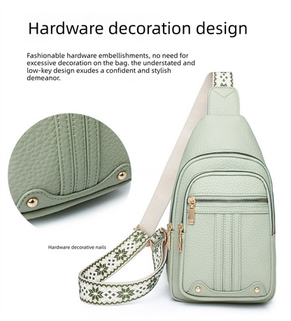 Women's Soft PU Leather Sling Bag Crossbody Chest Purse with Adjustable Boho Strap - Lightweight Multi-Pocket Shoulder Daypack for Travel & Daily Use - White - Image 3