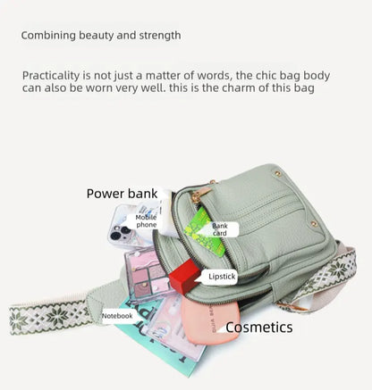 Women's Soft PU Leather Sling Bag Crossbody Chest Purse with Adjustable Boho Strap - Lightweight Multi-Pocket Shoulder Daypack for Travel & Daily Use - Red - Image 2