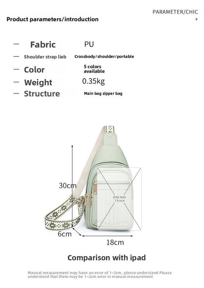 Women's Soft PU Leather Sling Bag Crossbody Chest Purse with Adjustable Boho Strap - Lightweight Multi-Pocket Shoulder Daypack for Travel & Daily Use - Light green - Image 4
