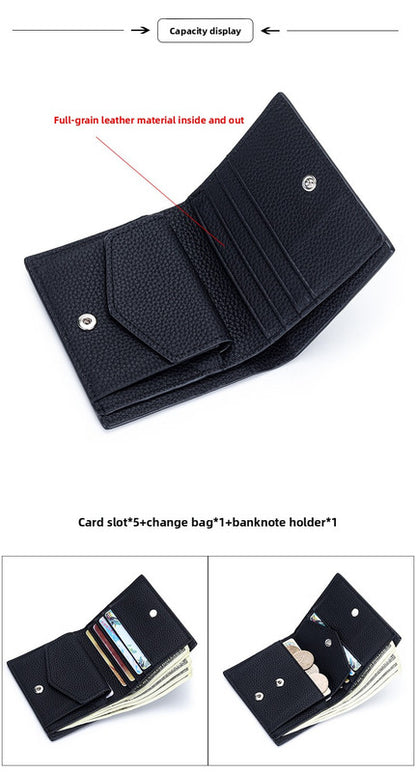 Women's Genuine Leather Bi-fold Wallet - Slim Short Purse with Coin Pocket & RFID Blocking - Soft Cowhide Minimalist Card Holder - Green - Image 5