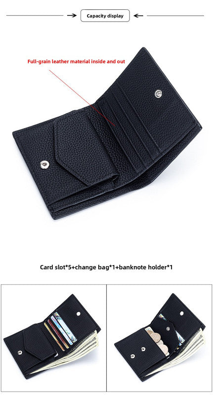 Women's Genuine Leather Bi-fold Wallet - Slim Short Purse with Coin Pocket & RFID Blocking - Soft Cowhide Minimalist Card Holder - Pink - Image 5