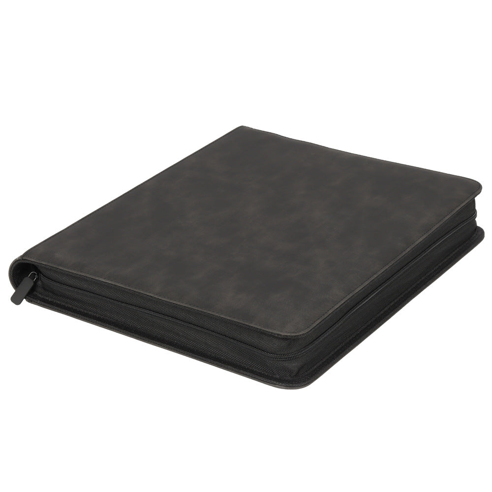 Premium Toploader Binder 9 Pocket 216 Capacity Trading Card Album Zippered PU Leather Storage Holder for Sports TCG & AFL Cards Black