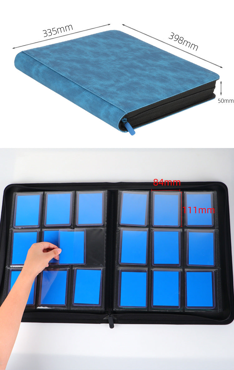 Premium Toploader Binder 9 Pocket 216 Capacity Trading Card Album Zippered PU Leather Storage Holder for Sports TCG & AFL Cards Black - Image 3
