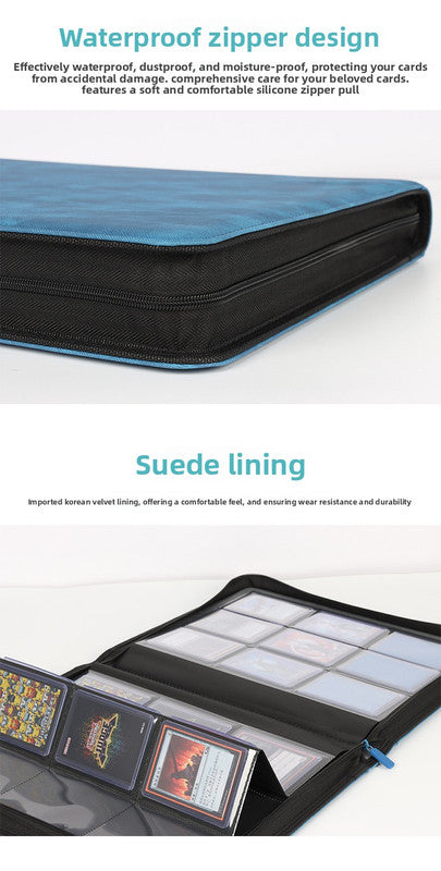 Premium Toploader Binder 9 Pocket 216 Capacity Trading Card Album Zippered PU Leather Storage Holder for Sports TCG & AFL Cards Black - Image 4