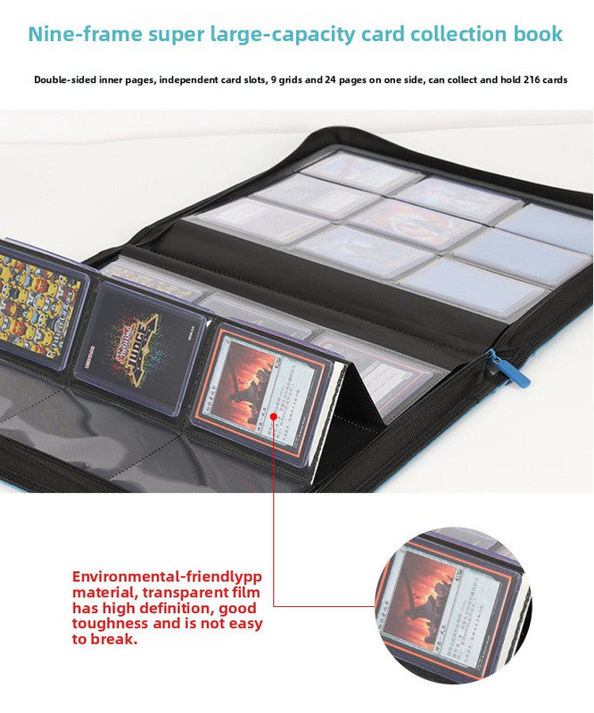 Premium Toploader Binder 9 Pocket 216 Capacity Trading Card Album Zippered PU Leather Storage Holder for Sports TCG & AFL Cards Black - Image 5
