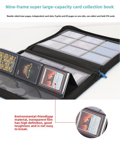 Premium Toploader Binder 9 Pocket 216 Capacity Trading Card Album Zippered PU Leather Storage Holder for Sports TCG & AFL Cards Black - Image 5