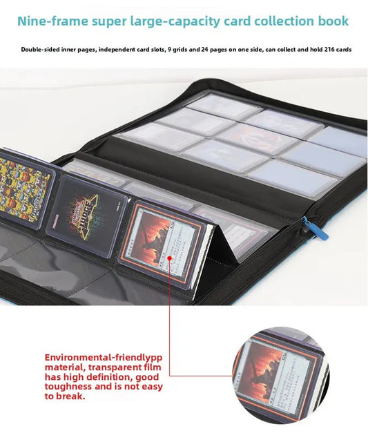 Premium Toploader Binder 9 Pocket 216 Capacity Trading Card Album Zippered PU Leather Storage Holder for Sports TCG & AFL Cards Black - Image 5