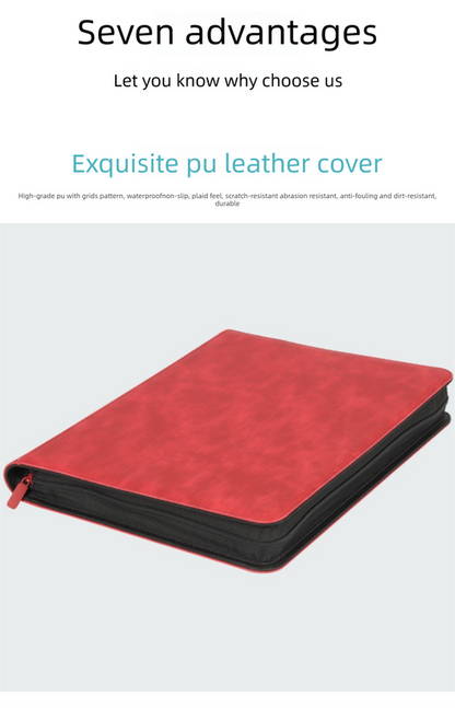 Premium Toploader Binder 9 Pocket 216 Capacity Trading Card Album Zippered PU Leather Storage Holder for Sports TCG & AFL Cards Black - Image 6