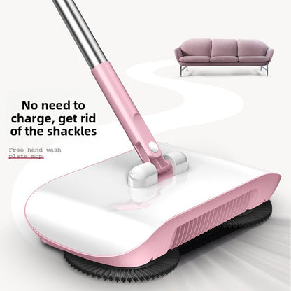 2-in-1 Manual Push Sweeper & Mop with Two Original Clothes - Handheld Floor Cleaner with Sealed Dustbin - Lightweight Cordless Design for Hardwood, Tile, and Marble Floors - Blue - Image 3