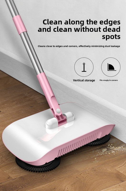2-in-1 Manual Push Sweeper & Mop with Two Original Clothes - Handheld Floor Cleaner with Sealed Dustbin - Lightweight Cordless Design for Hardwood, Tile, and Marble Floors - Blue - Image 5