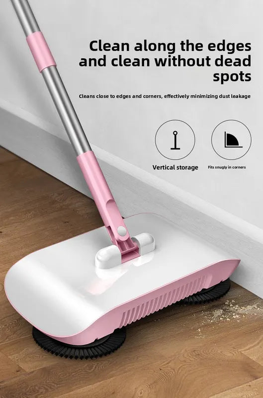 2-in-1 Manual Push Sweeper & Mop with Two Original Clothes - Handheld Floor Cleaner with Sealed Dustbin - Lightweight Cordless Design for Hardwood, Tile, and Marble Floors - Blue - Image 5