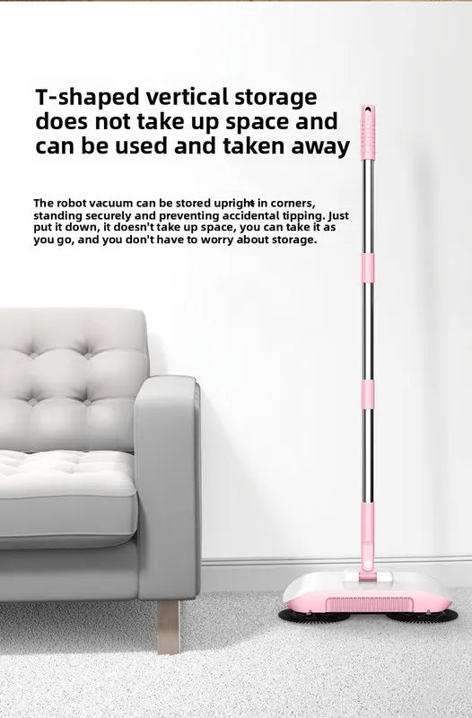 2-in-1 Manual Push Sweeper & Mop with Two Original Clothes - Handheld Floor Cleaner with Sealed Dustbin - Lightweight Cordless Design for Hardwood, Tile, and Marble Floors - Blue - Image 6