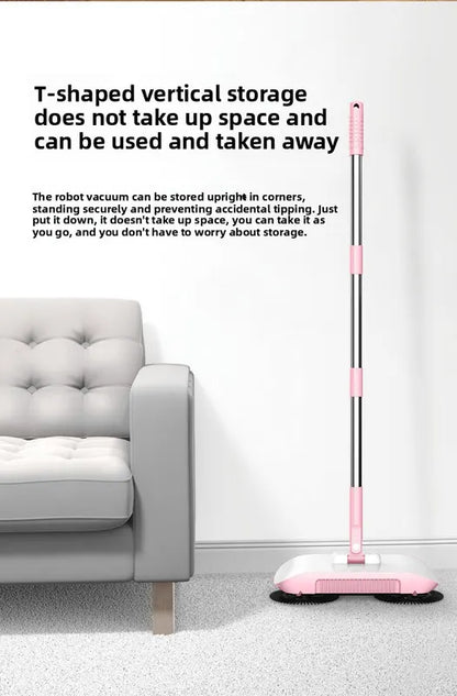 2-in-1 Manual Push Sweeper & Mop with Two Original Clothes - Handheld Floor Cleaner with Sealed Dustbin - Lightweight Cordless Design for Hardwood, Tile, and Marble Floors - Blue - Image 6