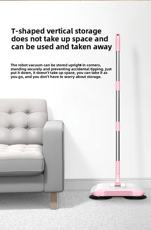 2-in-1 Manual Push Sweeper & Mop with Three Original Clothes - Handheld Floor Cleaner with Sealed Dustbin - Lightweight Cordless Design for Hardwood, Tile, and Marble Floors - Blue - Image 6