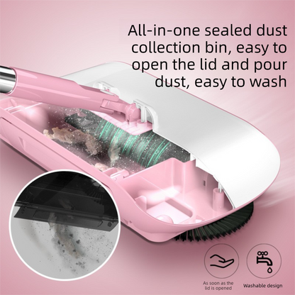 2-in-1 Manual Push Sweeper & Mop with Three Original Clothes - Handheld Floor Cleaner with Sealed Dustbin - Lightweight Cordless Design for Hardwood, Tile, and Marble Floors - Blue - Image 9