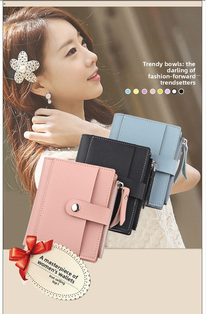 Women's Small Wallet PU Leather Card Holder with Zipper Coin Pocket - Purple Short Purse with 9 Card Slots & ID Window - Compact Bifold Design for Ladies - Image 2