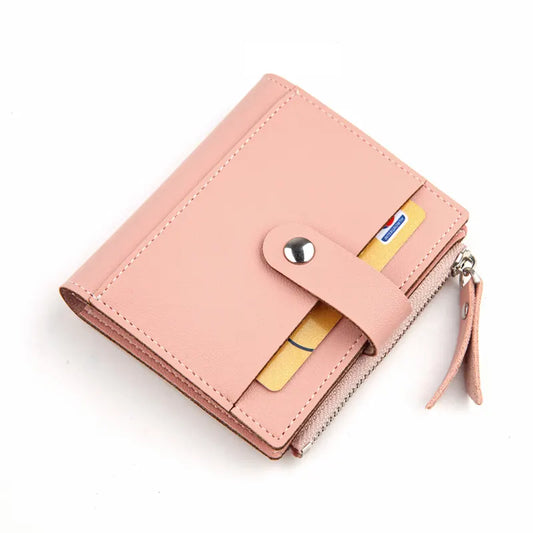 Women's Small Wallet PU Leather Card Holder with Zipper Coin Pocket - Blue Short Purse with 9 Card Slots & ID Window - Compact Bifold Design for Ladies - Image 2