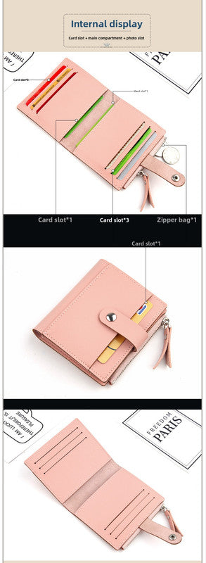 Women's Small Wallet PU Leather Card Holder with Zipper Coin Pocket - Black Short Purse with 9 Card Slots & ID Window - Compact Bifold Design for Ladies - Image 5