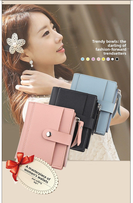 Women's Small Wallet PU Leather Card Holder with Zipper Coin Pocket - Brown Short Purse with 9 Card Slots & ID Window - Compact Bifold Design for Ladies - Image 2
