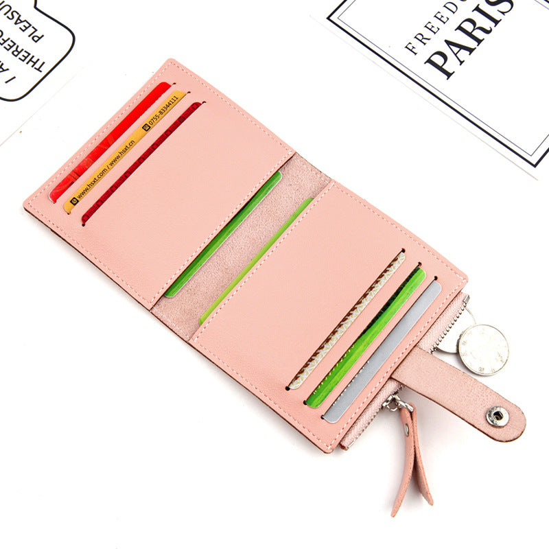 Women's Small Wallet PU Leather Card Holder with Zipper Coin Pocket - Brown Short Purse with 9 Card Slots & ID Window - Compact Bifold Design for Ladies - Image 4