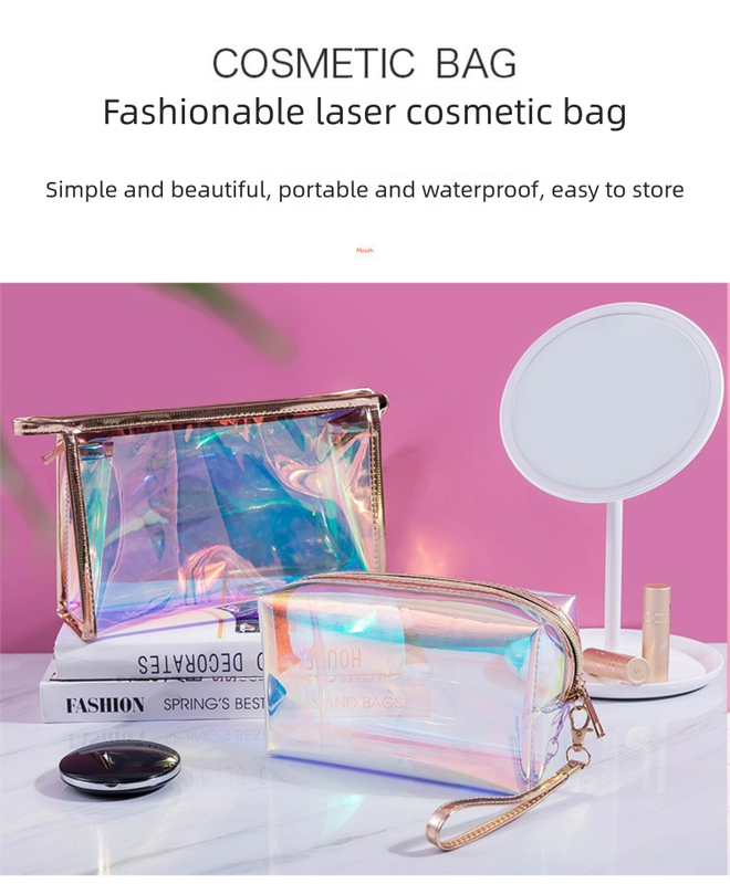 4 PCS Holographic Mini Coin Purses - Iridescent TPU Keyring Pouch - Waterproof Clear Storage for Earbuds, Lipstick & Keys - Small Rectangular Bag Charm 9cm - Image 2