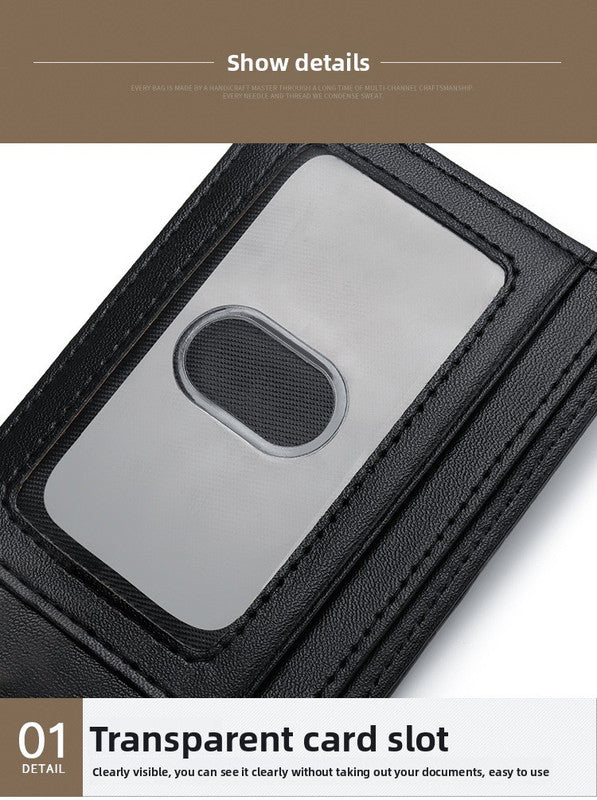 RFID Blocking Slim Bifold Wallet for Men - Carbon Fiber Texture PU Leather Card Holder with ID Window - Minimalist Front Pocket Purse - Black - Image 8