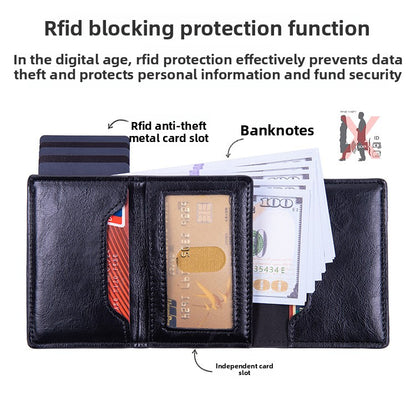 RFID Blocking Pop-Up Card Wallet with AirTag Holder - Automatic Slider Aluminium Smart Case with Cash Compartment - Slim Minimalist Apricot Leather Design (AirTag Not Included) - Image 4