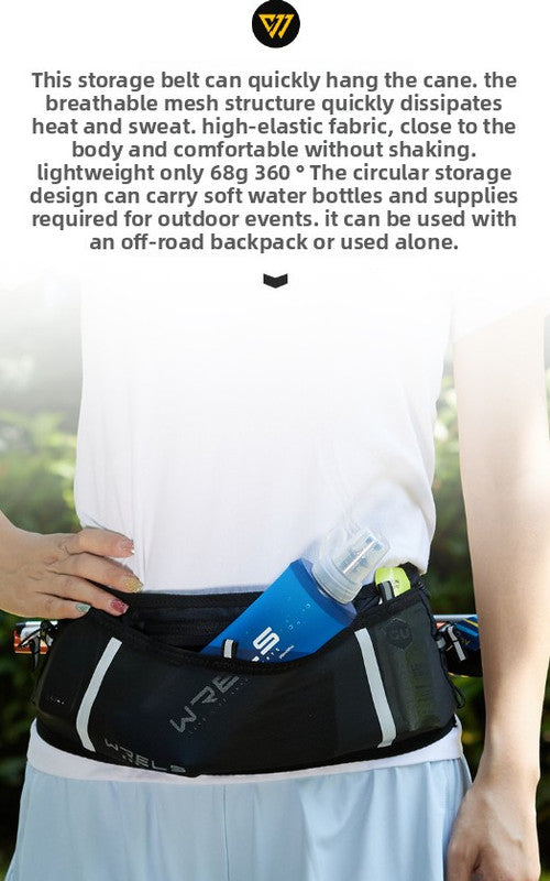 WRELS Trail Running Waist Belt - Lightweight Mesh Hydration Pack with Trekking Pole Holder - Anti-Bounce Phone Storage for Marathon & Hiking - Gray Size S (67-75cm) - Image 6