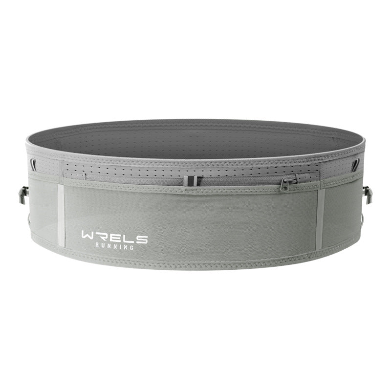 WRELS Trail Running Waist Belt - Lightweight Mesh Hydration Pack with Trekking Pole Holder - Anti-Bounce Phone Storage for Marathon & Hiking - Gray Size L (85-110cm)