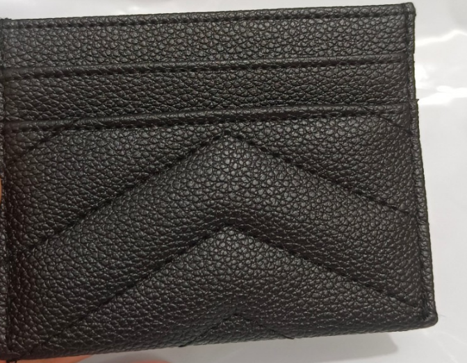 Genuine Leather Quilted Card Holder - Slim Chevron Wallet with 5 Slots - Minimalist Credit Card Case for Men & Women - Black (10.5cm x 8cm) - Image 2