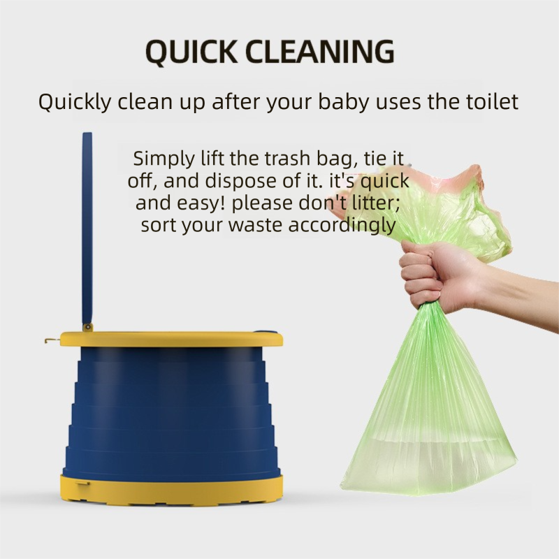 Kids Portable Travel Potty Foldable Training Toilet Seat - Blue - Compact Car & Camping Emergency Commode with Backrest - 50kg Load Capacity - Image 4