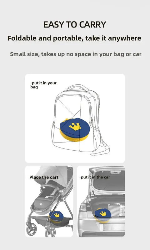 Kids Portable Travel Potty Foldable Training Toilet Seat - Blue - Compact Car & Camping Emergency Commode with Backrest - 50kg Load Capacity - Image 5