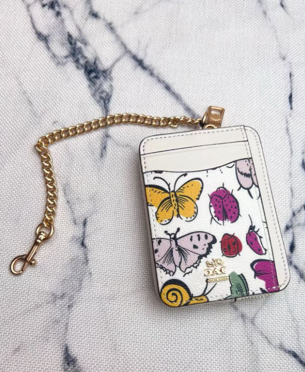 2 Pack Women's Mini Zip Card Holder & Coin Purse with Keychain - Litchi Grain Red Pink Block & Whimsical Butterfly Print - Compact ID Wallet for Daily Use - Image 2