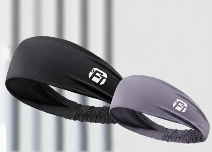 2 Pcs Cooling Sports Headband Moisture Wicking Sweatband for Running Gym & Yoga Non Slip Stretchy Hair Band Black & Purple