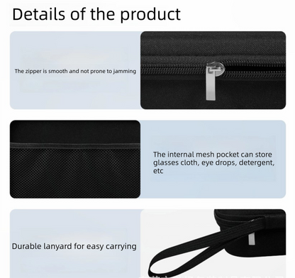 Portable Sunglasses Organiser Case Hard Shell EVA Storage Box for 2 Pairs of Glasses Travel Holder with Mesh Pocket Black - Image 3