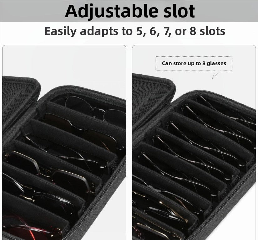 Portable 4-Slot Sunglasses Organiser Case Hard Shell EVA Storage Box Large Capacity Travel Holder with Mesh Pocket Black - Image 5