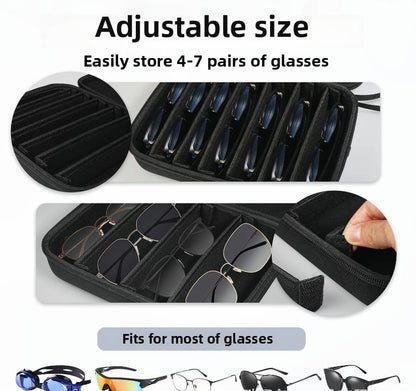 Portable 7-Slot Sunglasses Organiser Case Hard Shell EVA Storage Box Large Capacity Display Holder for Travel Black - Image 4