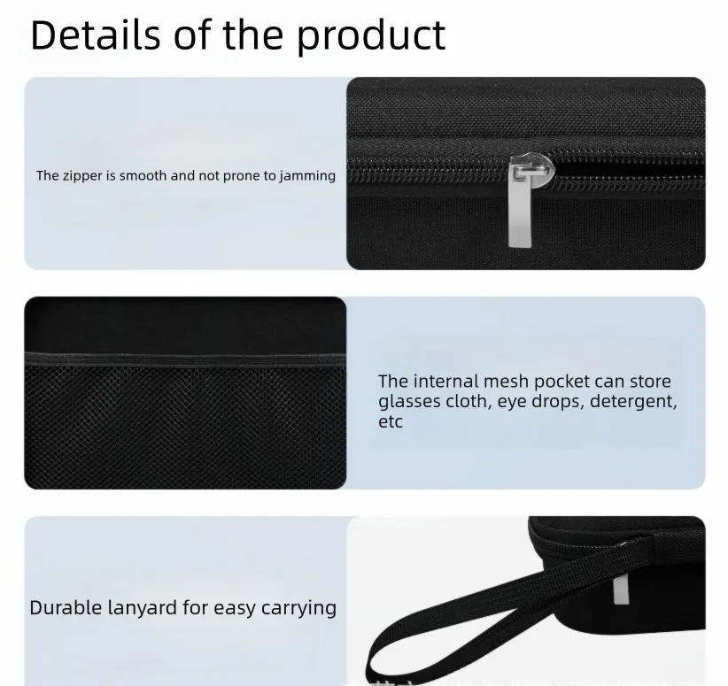 Portable 8-Slot Sunglasses Organiser Case Hard Shell EVA Storage Box Large Capacity Display Holder with Handle Black - Image 2