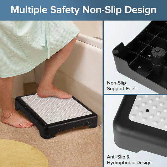 Portable Outdoor Half Step Stool Non-Slip Mobility Aid Compact Platform 43x33cm for Elderly Home Car & Bath Use Black - Image 3