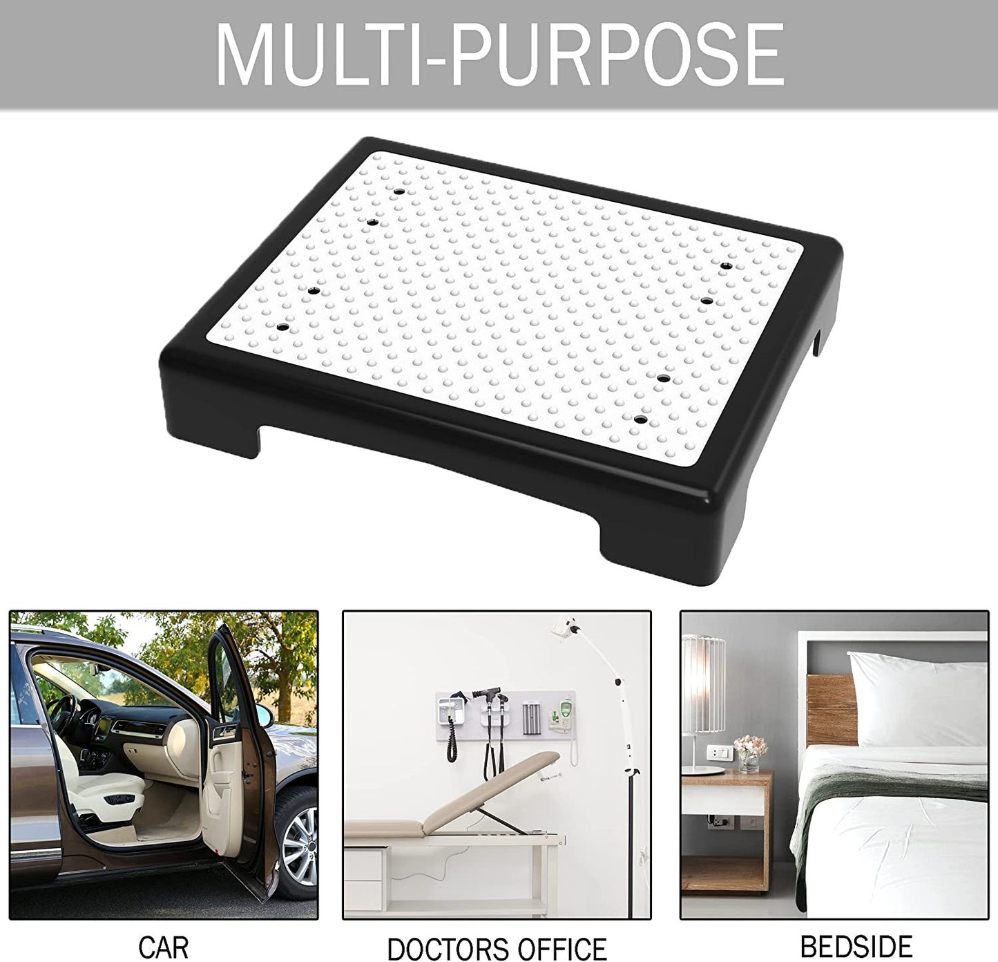 Portable Outdoor Half Step Stool Non-Slip Mobility Aid Compact Platform 43x33cm for Elderly Home Car & Bath Use Black - Image 5