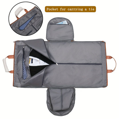 Convertible Travel Garment Bag Large Duffel Suit Carrier with Shoe Compartment & Hidden Backpack Straps Waterproof  Beige White - Image 7