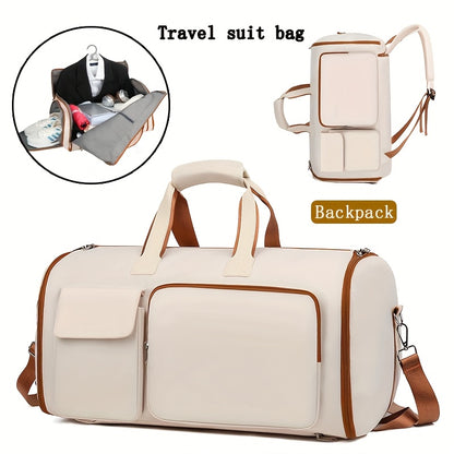Convertible Travel Garment Bag Large Duffel Suit Carrier with Shoe Compartment & Hidden Backpack Straps Waterproof  Light Pink - Image 2