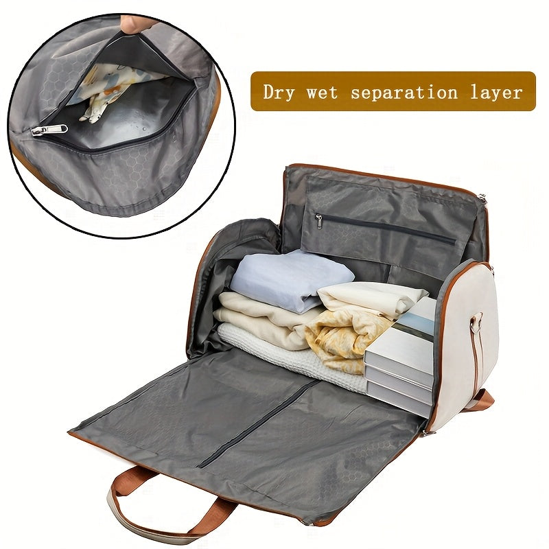 Convertible Travel Garment Bag Large Duffel Suit Carrier with Shoe Compartment & Hidden Backpack Straps Waterproof  Light Pink - Image 3