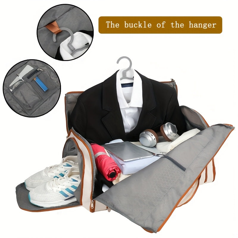 Convertible Travel Garment Bag Large Duffel Suit Carrier with Shoe Compartment & Hidden Backpack Straps Waterproof  Black - Image 5