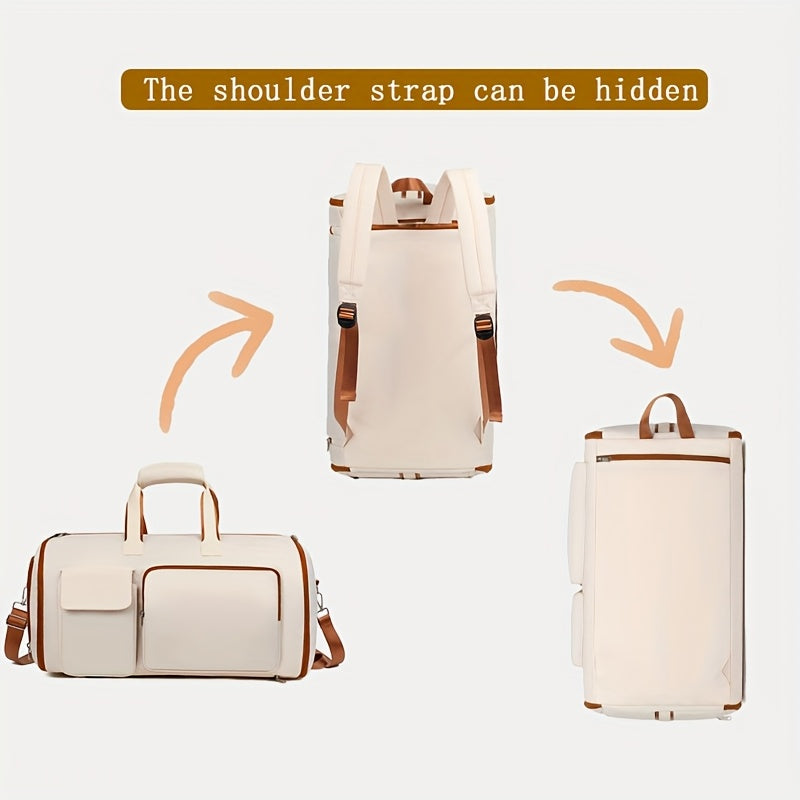 Convertible Travel Garment Bag Large Duffel Suit Carrier with Shoe Compartment & Hidden Backpack Straps Waterproof  Black - Image 6