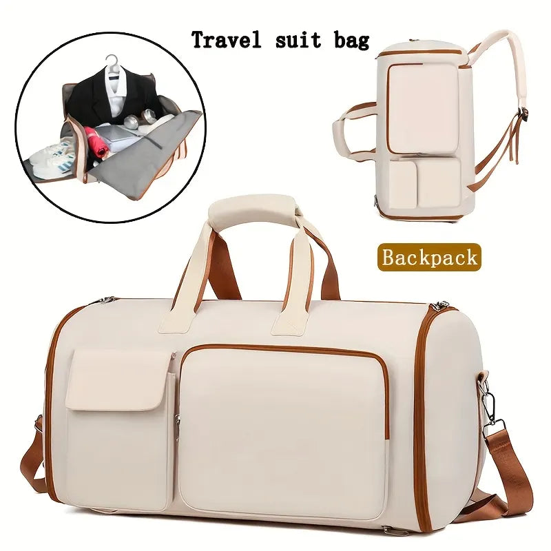 Convertible Travel Garment Bag Large Duffel Suit Carrier with Shoe Compartment & Hidden Backpack Straps Waterproof  Blue - Image 2