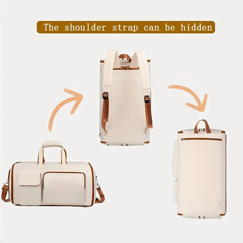 Convertible Travel Garment Bag Large Duffel Suit Carrier with Shoe Compartment & Hidden Backpack Straps Waterproof  Blue - Image 6