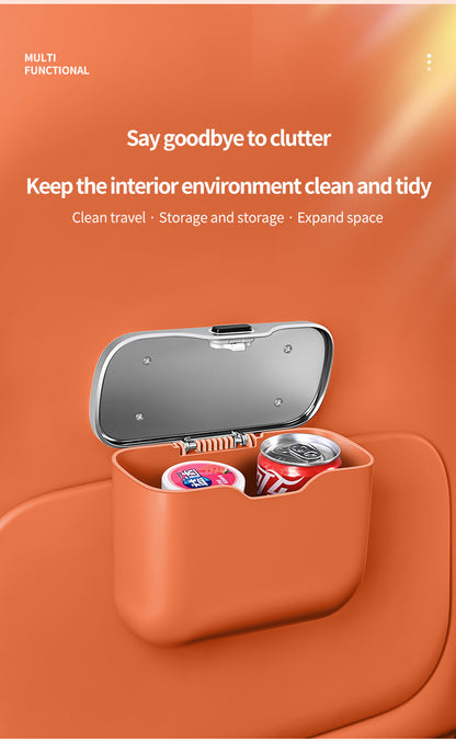 Car Trash Can Hanging Rubbish Bin with Lid Waterproof Leather Vehicle Organiser Storage Box for Door Seat Back Console Black - Image 4