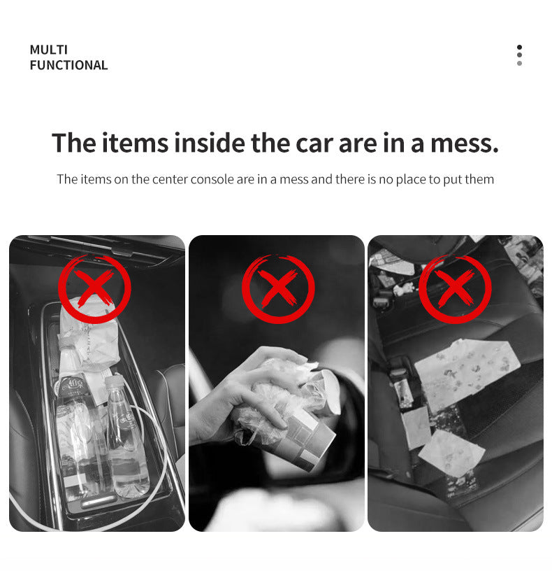 Car Trash Can Hanging Rubbish Bin with Lid Waterproof Leather Vehicle Organiser Storage Box for Door Seat Back Console Red - Image 3